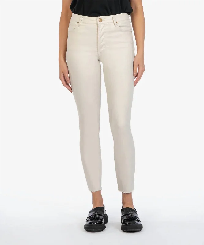 Charlize High Rise Cigarette Leg Pants In Champagne Coated Modern Bootcut Pants