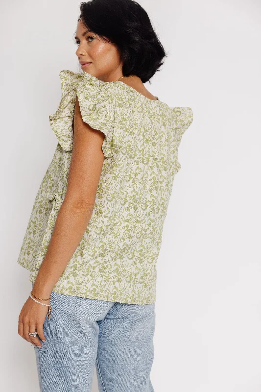 Beaudelair Blouse in Olive Chic Off-Shoulder Blouse