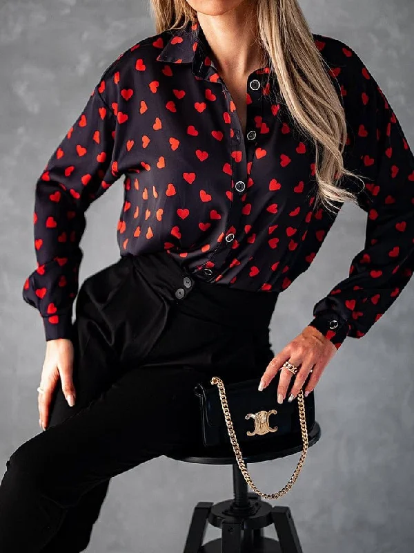 Black and Beige Spots Print Blouse Satin Long Blouse