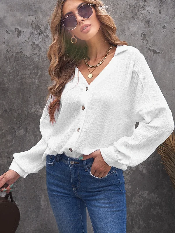 Bohemian Style Puff Sleeve Blouse Versatile Layering Blouse