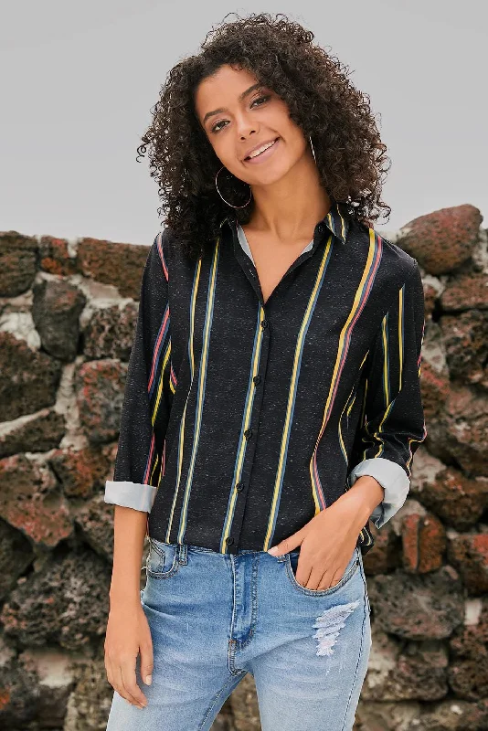 Casual Striped Blouse Classic White Blouse