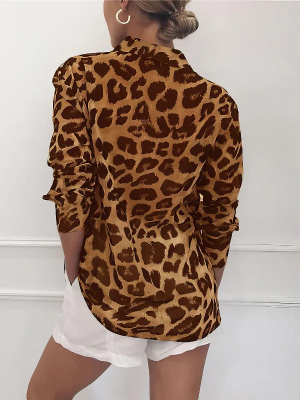 Chic Leopard Blouse Gathered Detail Blouse