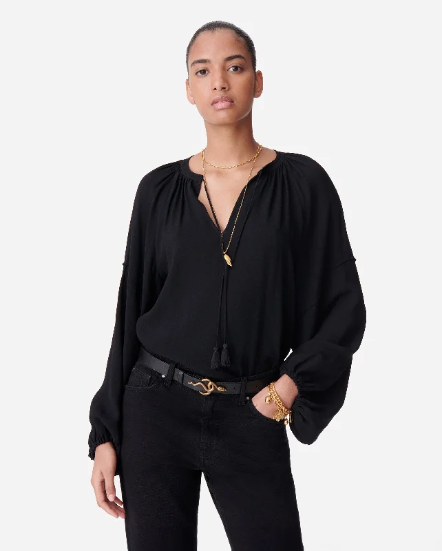 DYLAN BLOUSE / NOIR Cotton Casual Blouse