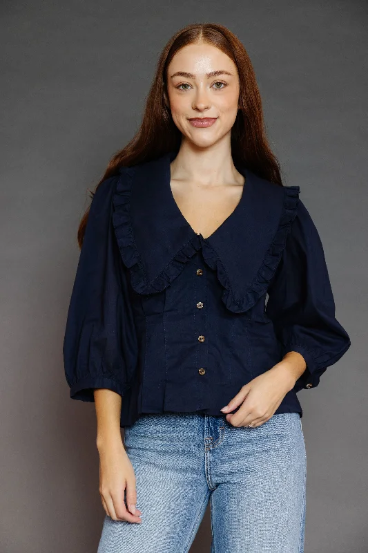 Endowlyn Blouse in Navy Office-Ready Blouse