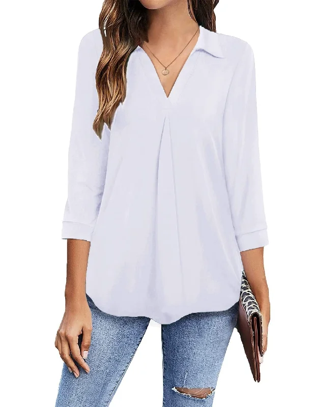 High-Low V Neck Blouse Romantic Lace Blouse