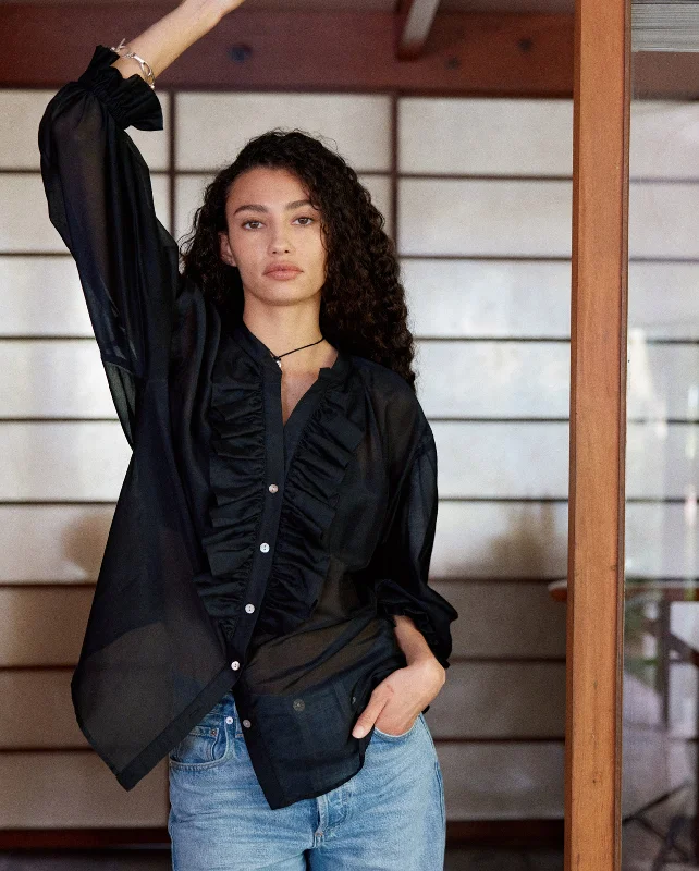 JANE BLOUSE / BLACK High Neck Blouse