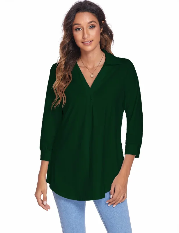 Plus Size V Neck Blouse Lightweight Tunic Blouse