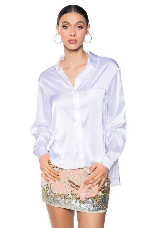 SILKY SMOOTH BUTTON DOWN BLOUSE Oversized Silk Blouse