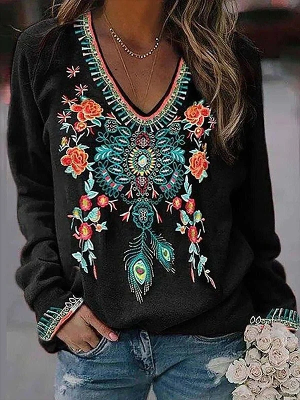 Stylish Floral Print V-Neck Blouse Sleeveless Summer Blouse