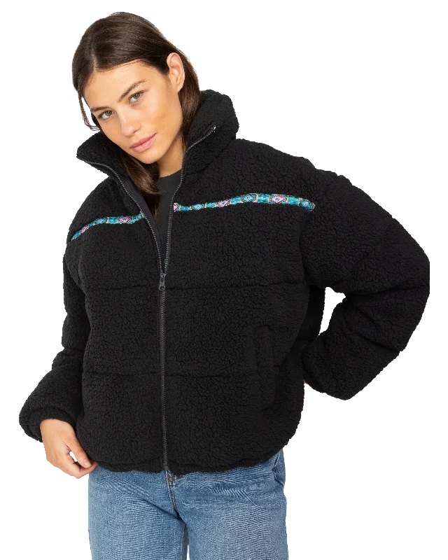 Sherpa Puffer Jacket in Black Sands V-Neck T-Shirt Long Sleeve Cotton