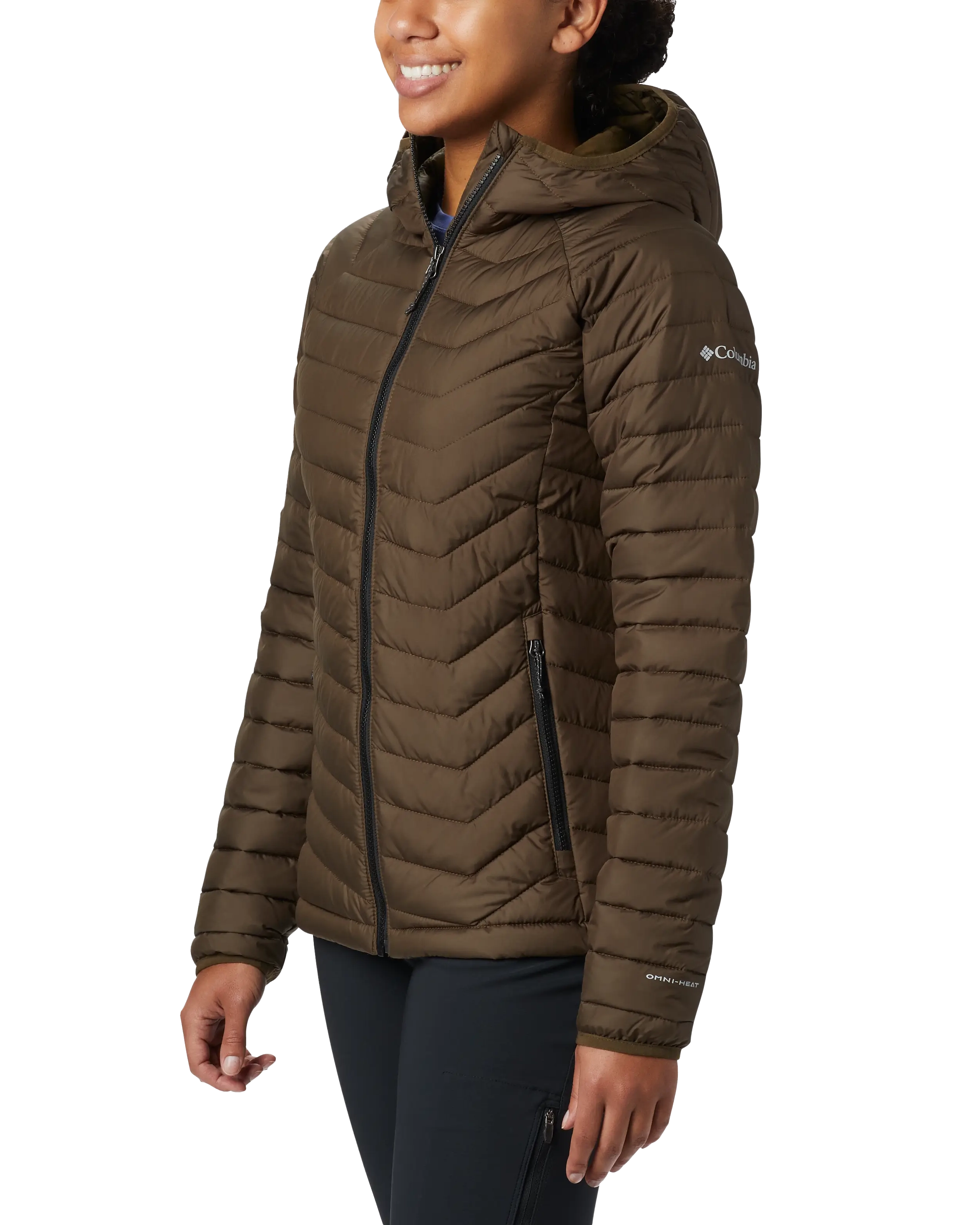 Powder Lite Hooded Jacket in Olive Green Spandex Blend Rayon Blend Denim Blend