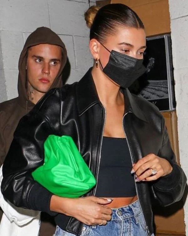 Hailey Bieber Jacket Silk Blend Satin Velvet