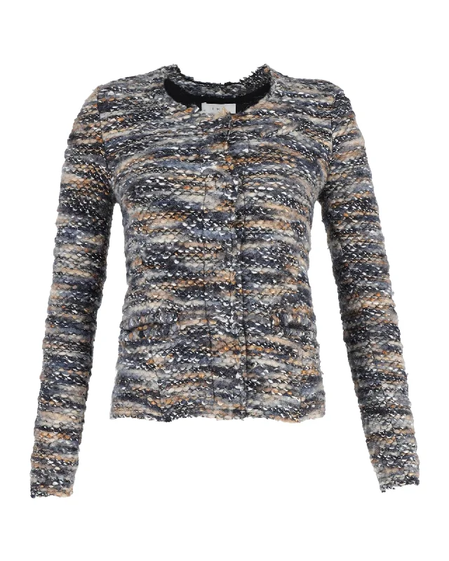 Iro Molly Bouclé-Tweed Jacket in Multicolor Wool Blend Denim Fabric Leather Fabric Suede Fabric