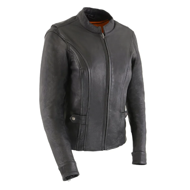 Milwaukee Leather MLL2530 Women's Vented Black Leather Scooter Jacket Nylon Fabric Polyester Fabric Spandex Fabric