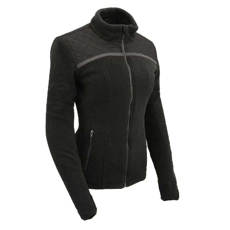 Milwaukee Leather MPL2784 Women's Black Micro Fleece Jacket with Print Jacquard Patchwork