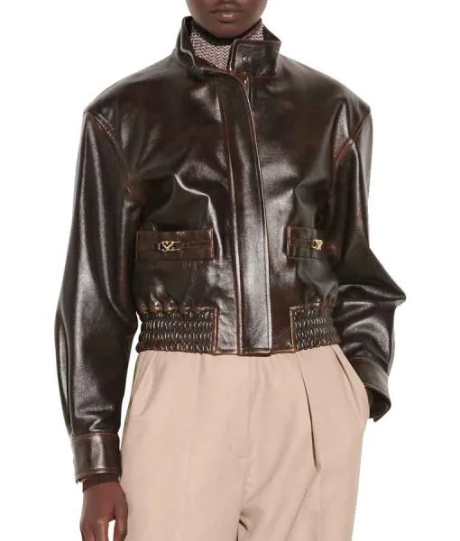 Nancy Drew Season 02 Leather Bomber Jacket Mesh Blend Leather Blend Suede Blend