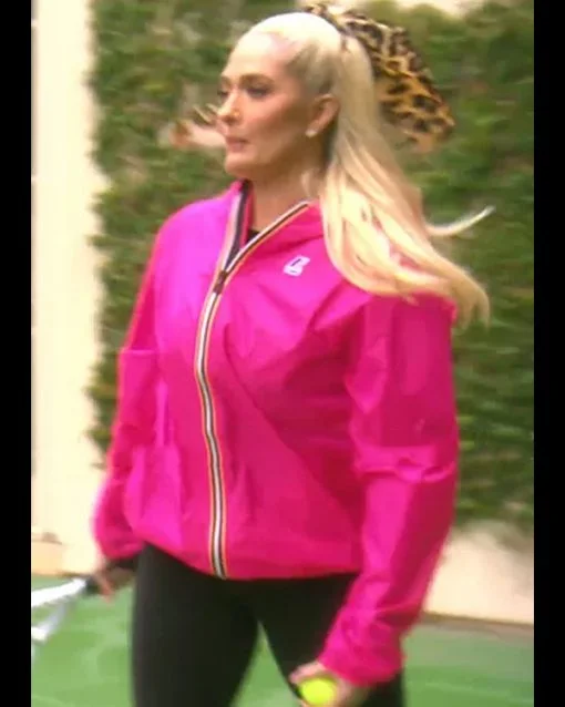 Real Housewives of Beverly Hills Pink Hooded Jacket Print Jacquard Patchwork