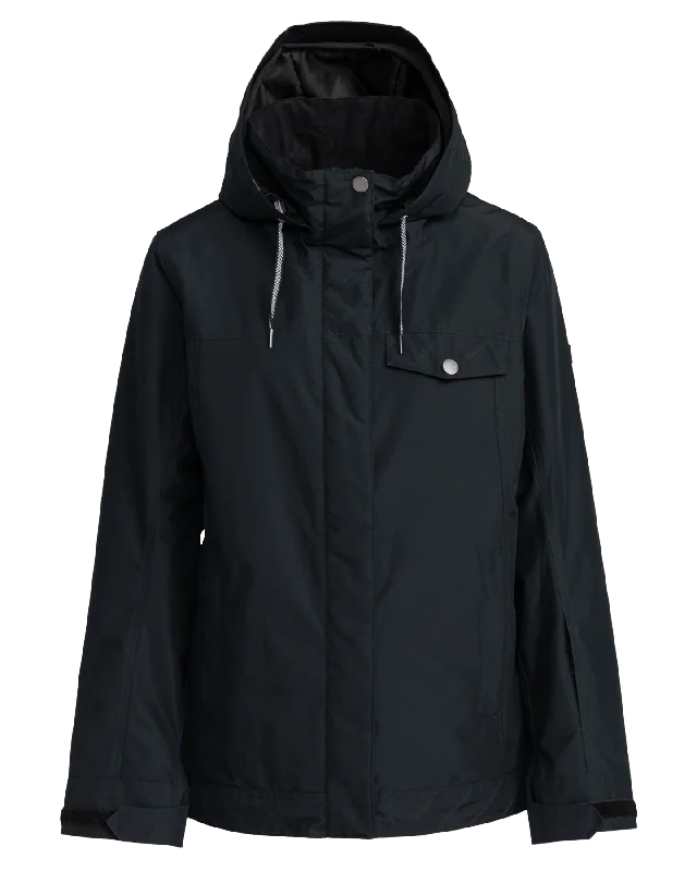 Roxy Women's Billie Technical Snow Jacket - True Black Satin Blend Silk Blend Wool Blend