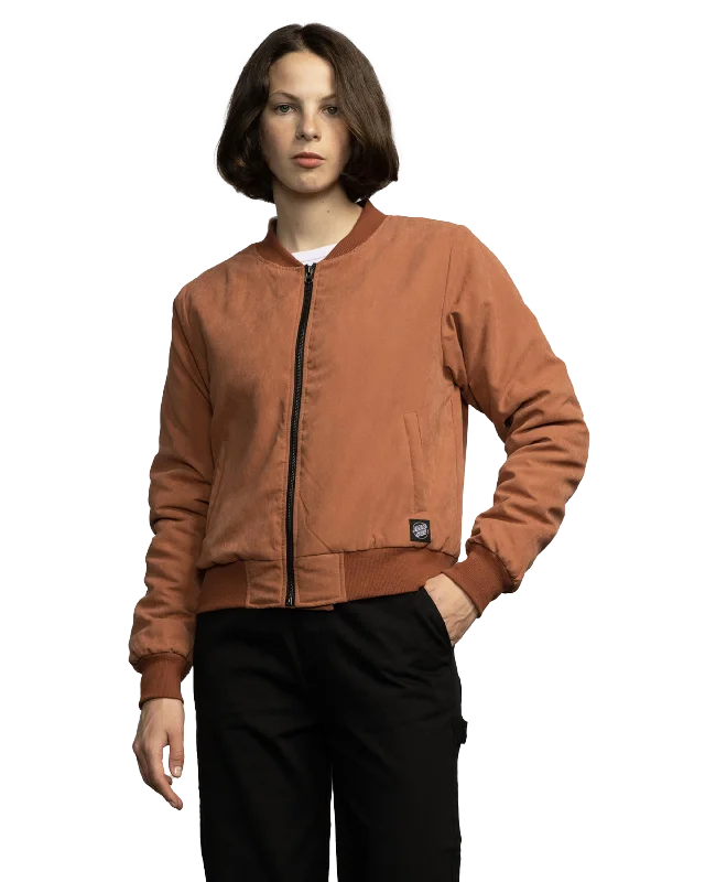 Opus Dot Bomber Jacket in Clay Chenille Blend Fleece Blend Nylon Blend