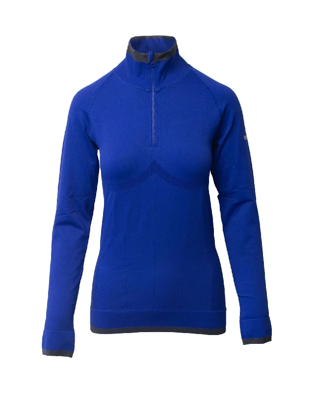 Stella McCartney For Adidas Half Zip Jacket in Blue Nylon Hooded Caped Shawl Collar