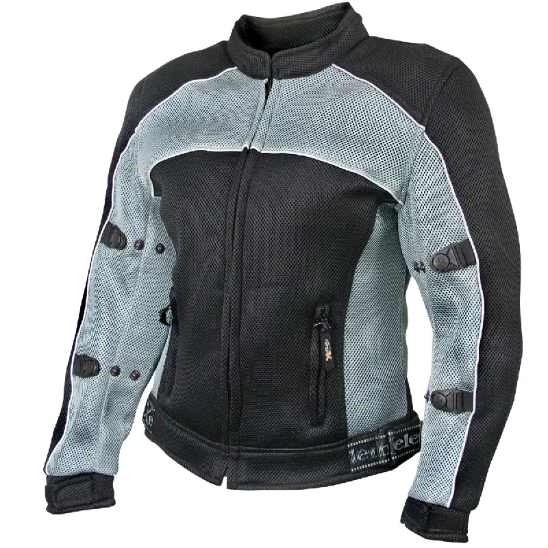 Xelement CF507 Women's 'Guardian' Black and Grey Mesh Jacket with Real Fur Shearling Chenille