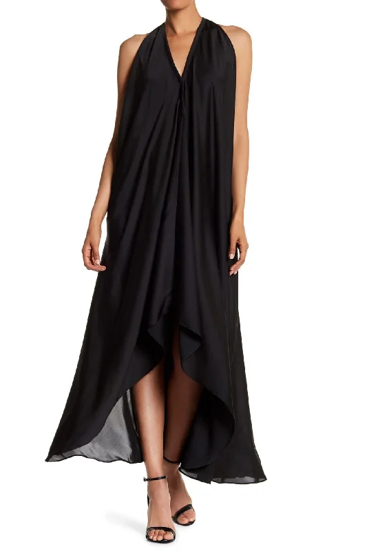 Black Convertible Maxi Dress Stylish Long Sleeve Maxi Dress