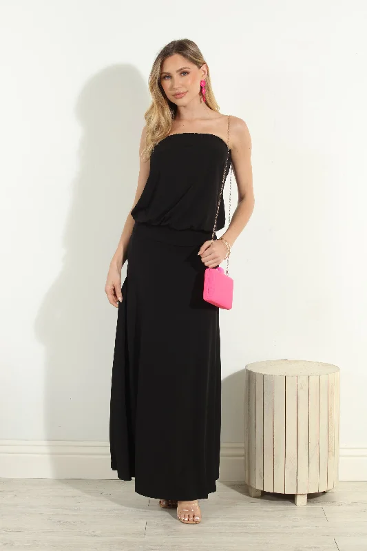 Black Strapless Maxi Dress-BEST SELLER Cozy Spaghetti Strap Maxi Dress