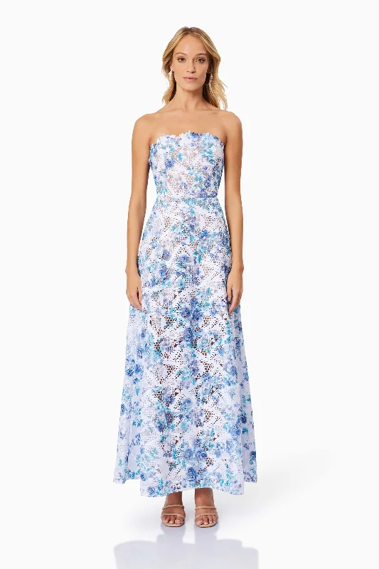 Elliatt Savannah Maxi Dress - Blue Multi Stylish A-Line Maxi Dress