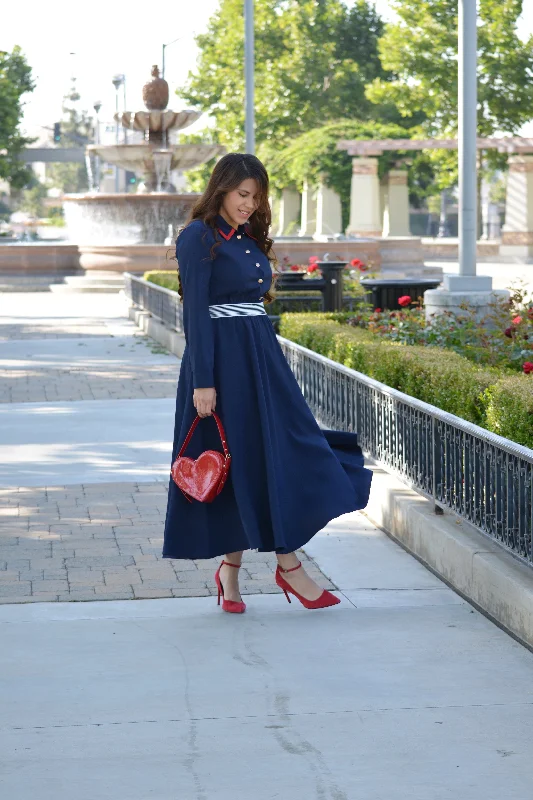 Evelyn Navy Maxi Dress Stylish V-Neck Maxi Dress