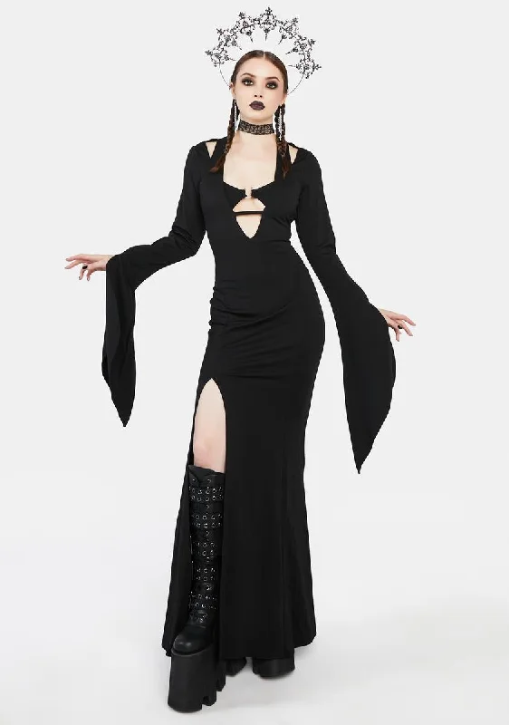 Gothic Dinner Maxi Dress Fashionable Printed Maxi Dress