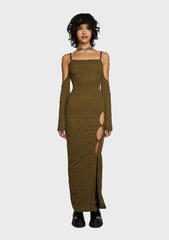 Humble Brag Maxi Dress - Olive Stylish Long Sleeve Maxi Dress