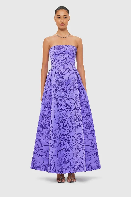 Leo Lin Nora Bustier Maxi Dress - Lavender Trendy Floral Print Maxi Dress