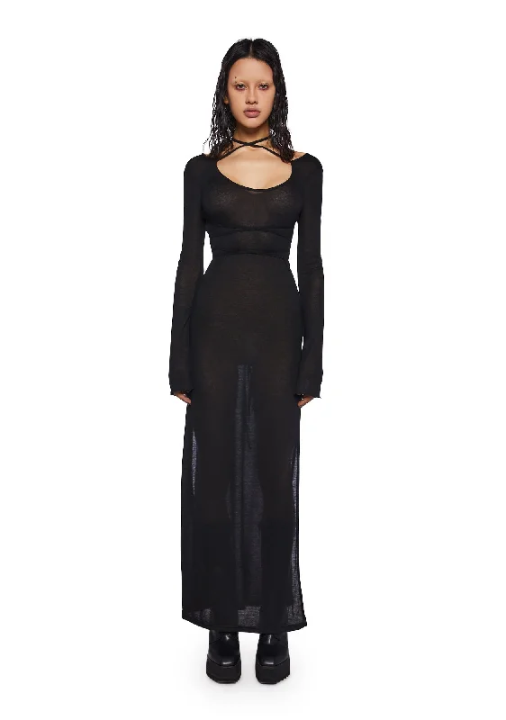 Crossfade Long Sleeve Maxi Dress Fashionable Layered Maxi Dress