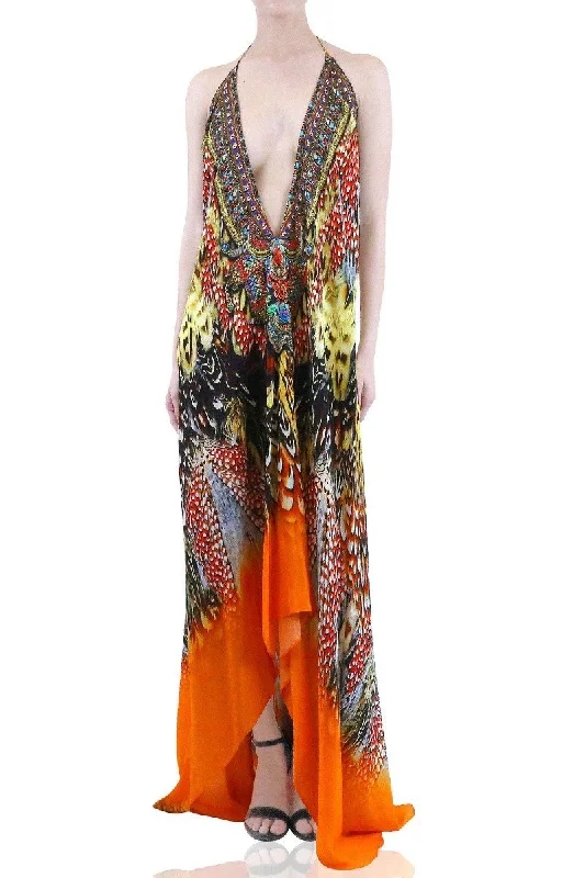 Orange Infinity Maxi Dress Fashionable Open-Back Maxi Dress