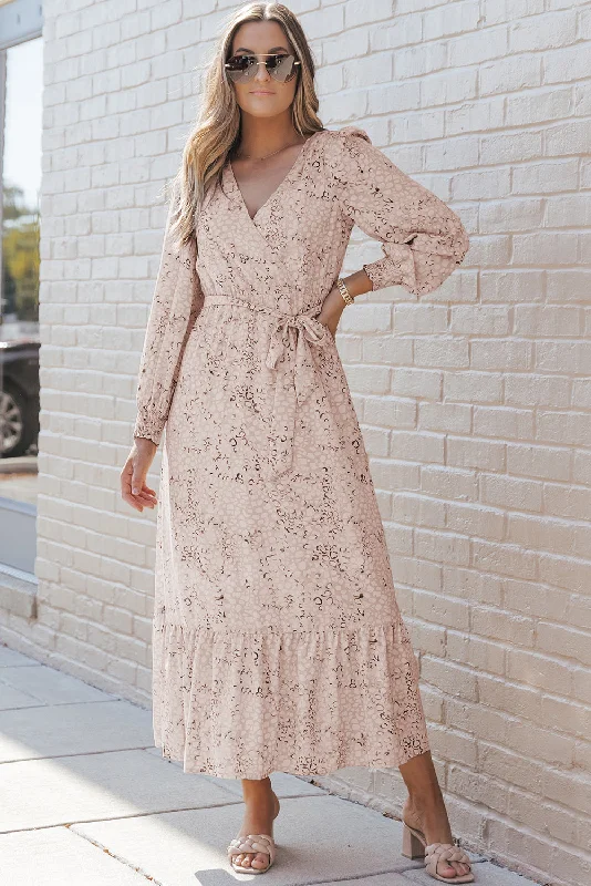 Surplice Bubble Sleeve Maxi Dress Elegant Boho Maxi Dress