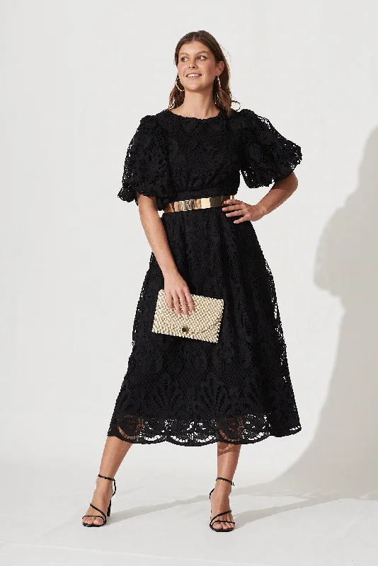 Tillie Lace Maxi Dress In Black Chic Off-Shoulder Maxi Dress