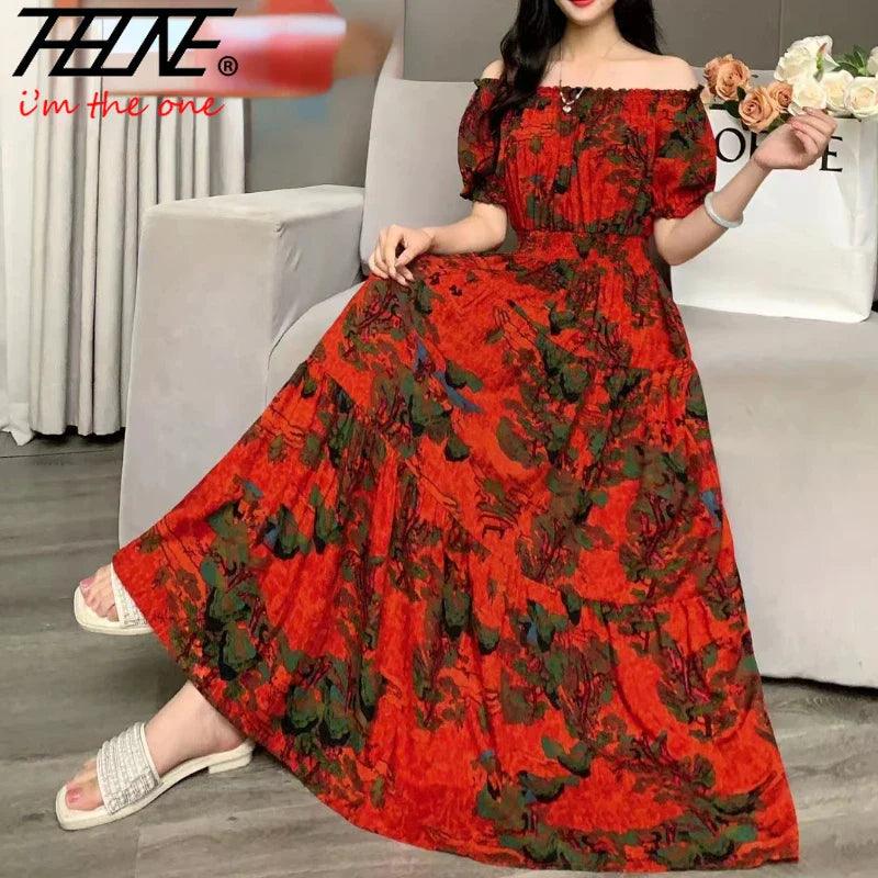 Boho Floral Maxi Dress: Summer Women's Fashion Apparel Elegant Wraparound Maxi Dress