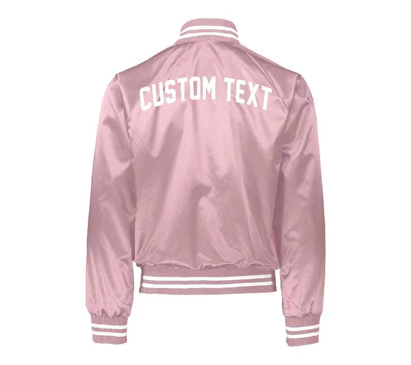 Custom Text Womens Pink Varsity Bomber Jacket Plaid Jacket Tartan Jacket Houndstooth Jacket