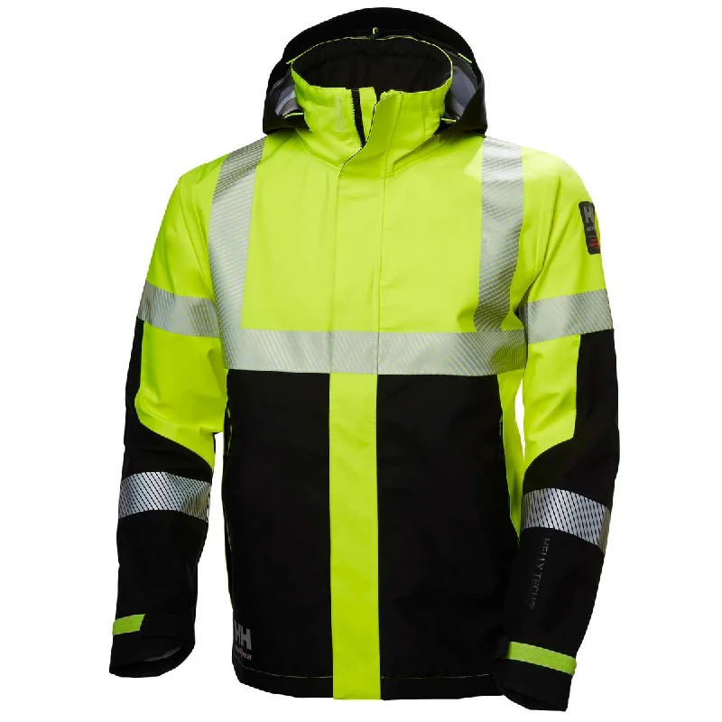 Helly Hansen ICU Hi Vis 3 Layer Waterproof Shell Jacket Hooded Jacket Caped Jacket Shawl Collar Jacket