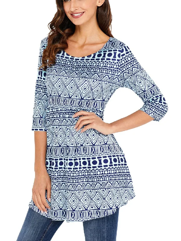 2024Simply Perfect Geo Print Mini Dress Stylish Short-Sleeve Mini Dress