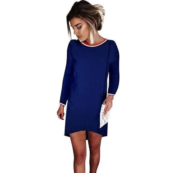 Plus Size - Long Sleeves Shirt / Mini Dresses (US 4-16) Fashionable Lace-Trim Mini Dress