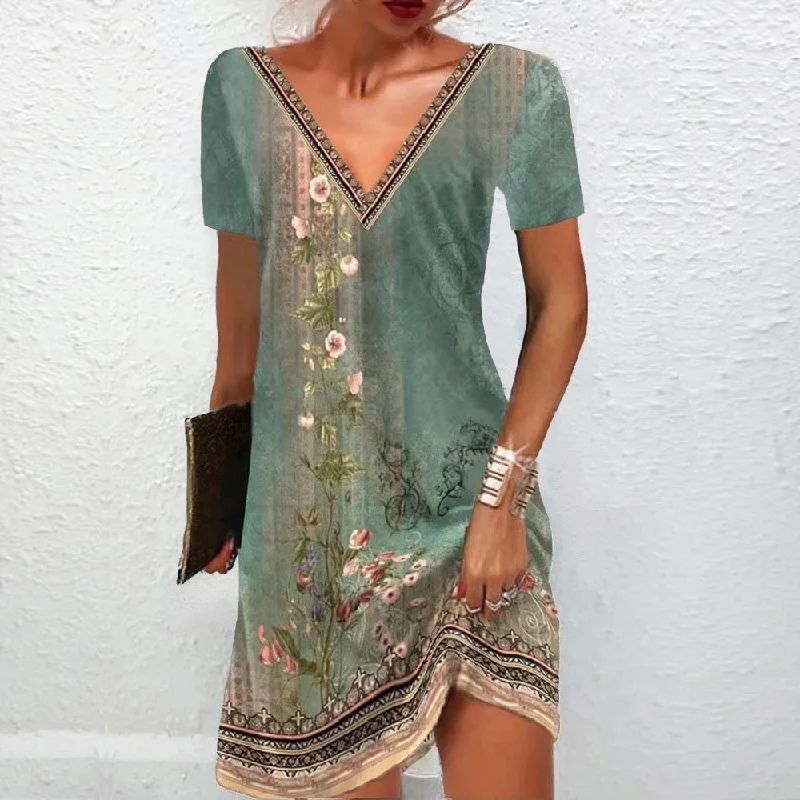 Green Strap Print Mini Dress Elegant Satin Lace Mini Dress