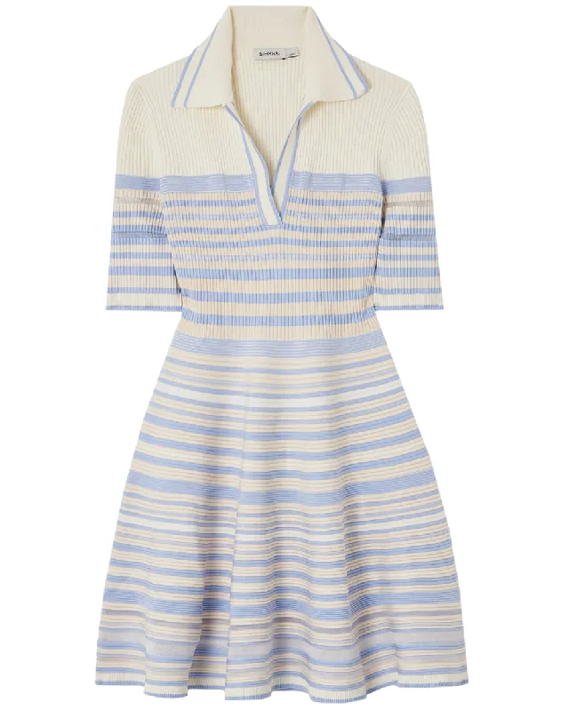 French Blue Stripe Dessie Mini Dress Trendy Wraparound Mini Dress