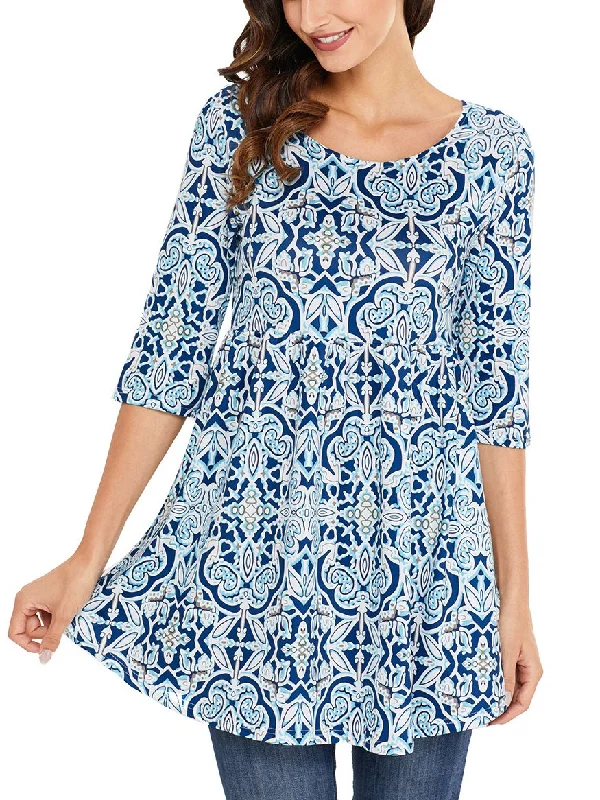 Take Me Away Geo Print Mini Dress Cozy Cowl Neck Mini Dress