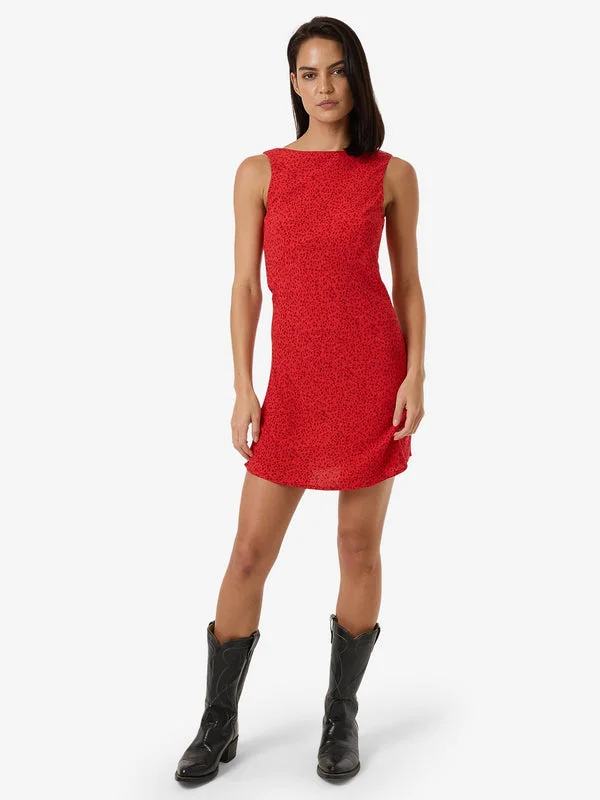 THRILLS Zinnia Xavier Bias Mini Dress - FLAME RED Fashionable A-Line Mini Dress