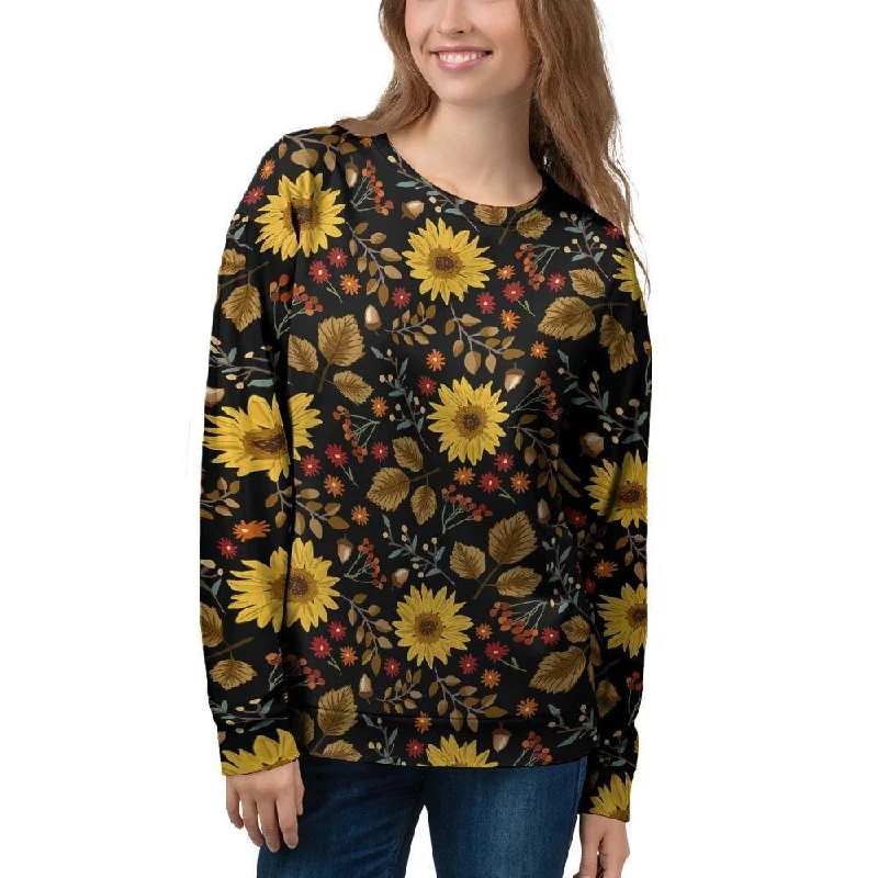 Autumn Sunflower Women's Sweatshirt Hoodie with Sequins Glamorous Eye-catching