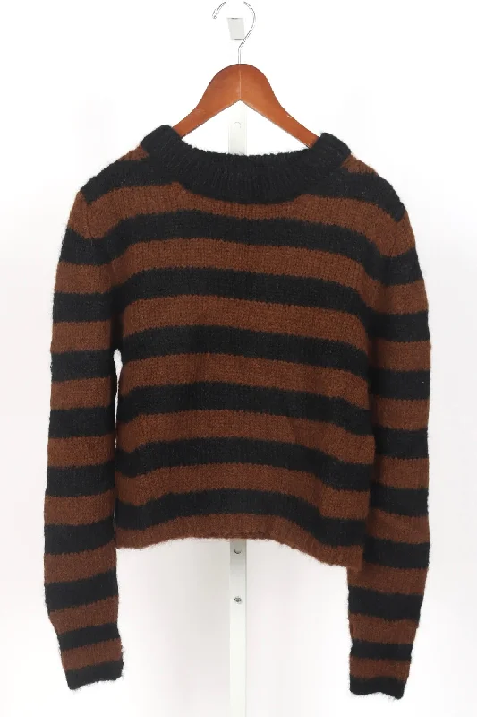 Ava Stripe Sweater - Black & Cocoa Stripe Sequined Glittery Shiny