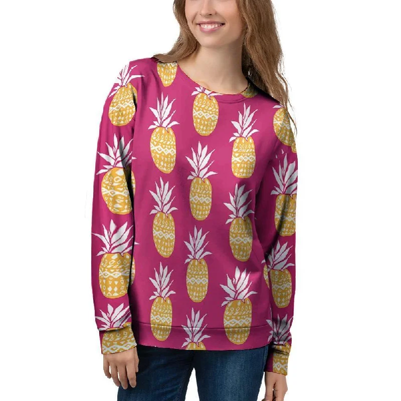 Aztec Hawaiian Pineapple Print Women's Sweatshirt Hoodie with Typography Text Message