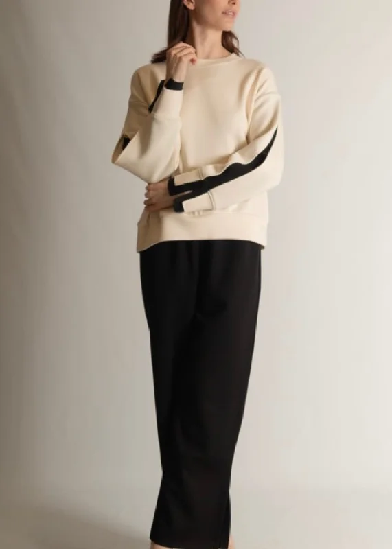 Benny Contrast Sleeve Sweater Silk Blend Satin Velvet