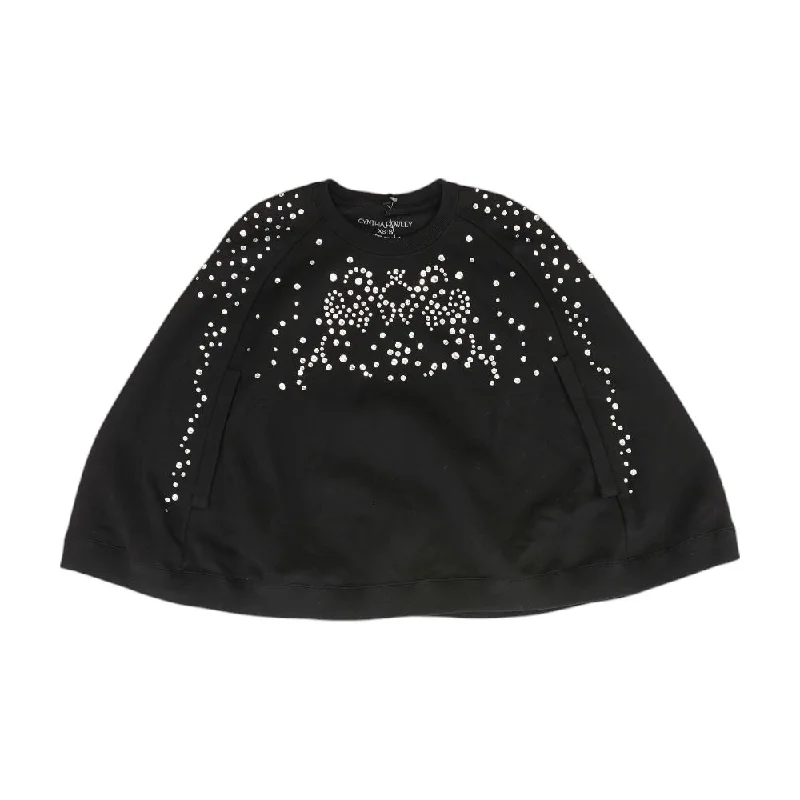 Black Solid Poncho Sweater Sequined Glittery Shiny